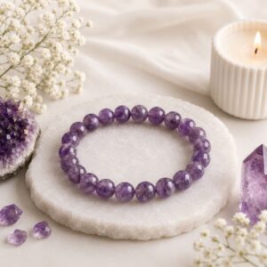 Amethyst Crystal Bracelet — For Calm Mind, Deep Meditation & Intuition